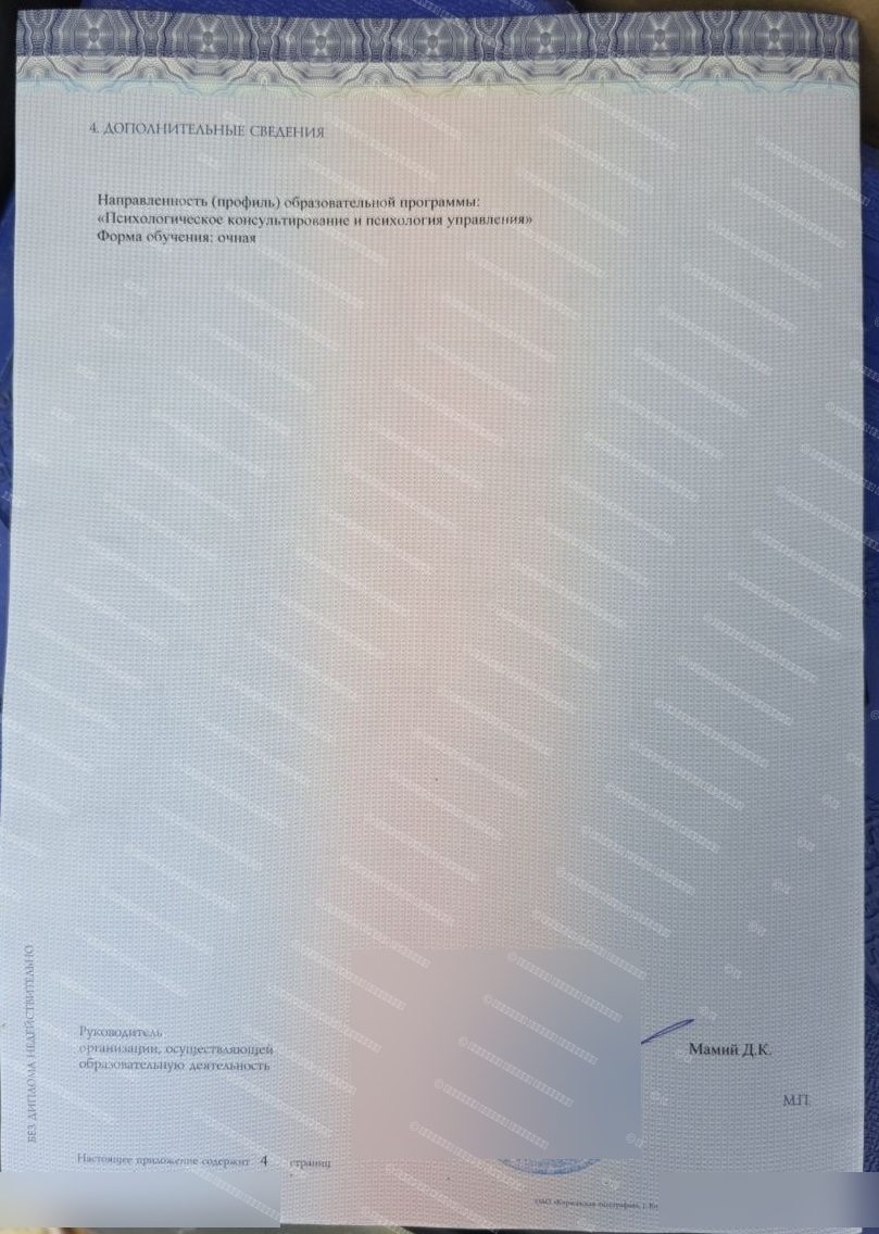 Приложение к диплому бакалавра